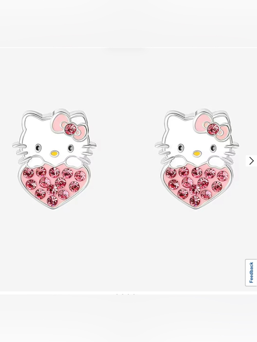 Sanrio | Hello Kitty Pink Crystal Silver-Plated Heart Stud Earrings